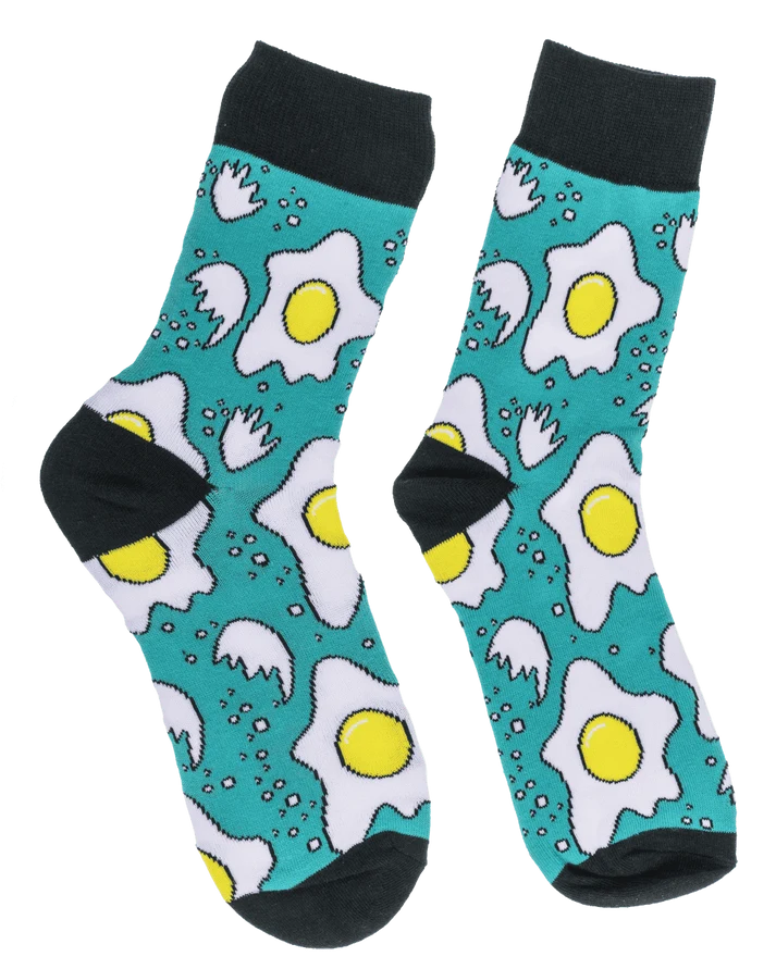 Calcetines huevo frito turquesa y negro talla 42-46