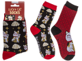 Calcetines Lucky Cat con diseños de gato japonés de la suerte, rojo y negro, presentación