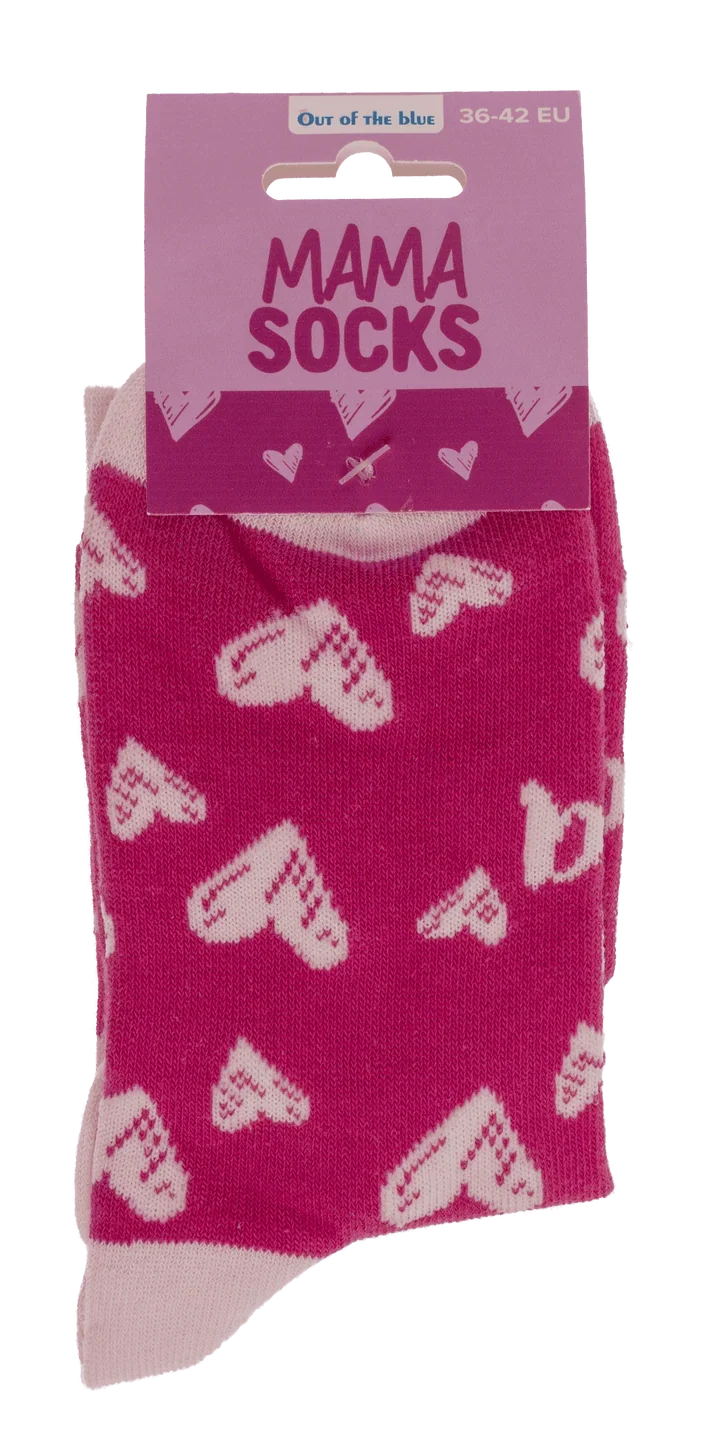 Calcetines de regalo para mamá plegados con etiqueta Mama Socks