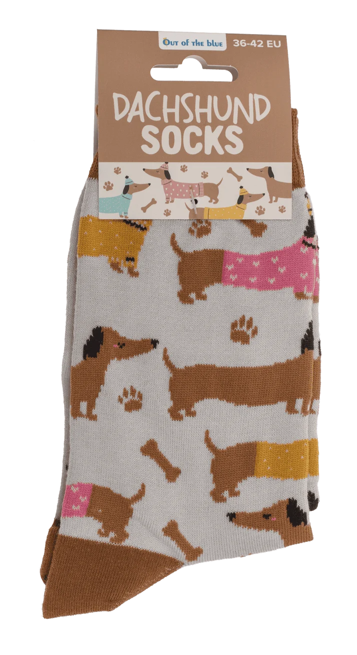 Calcetines de perro salchicha de invierno, par con huellas y huesos