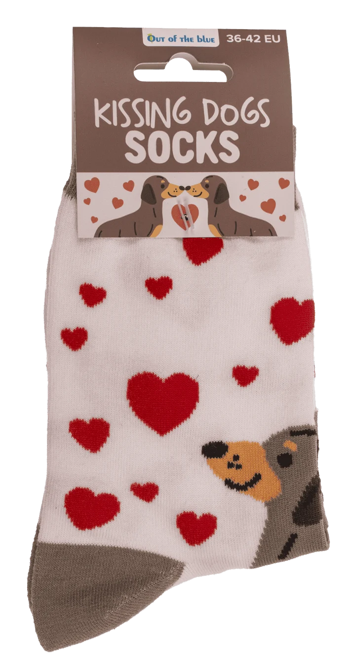 Par de calcetines con perros salchicha y corazones, talla 36-42