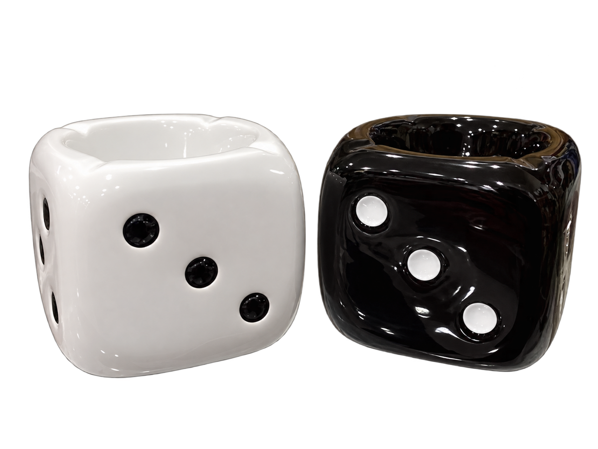 Cenicero dado cerámico blanco y negro, modelos disponibles