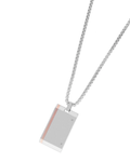 Collar de hombre Marea C00107/58 con cadena de acero plateado y colgante rectangular bicolor con detalle rosa cobre