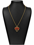 Collar Zafira dorado de Árbol de la Vida con jaspe rojo en forma de corazón