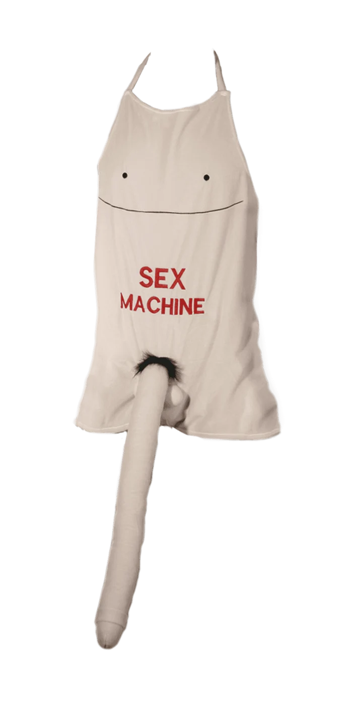 Delantal Sex Machine puesto en modelo