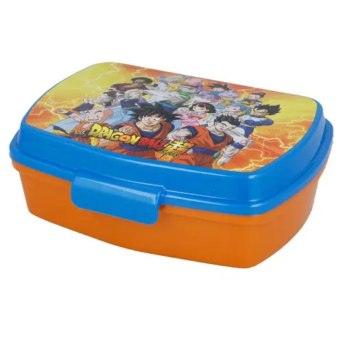Fiambrera Dragon Ball Super STOR azul y naranja vista lateral