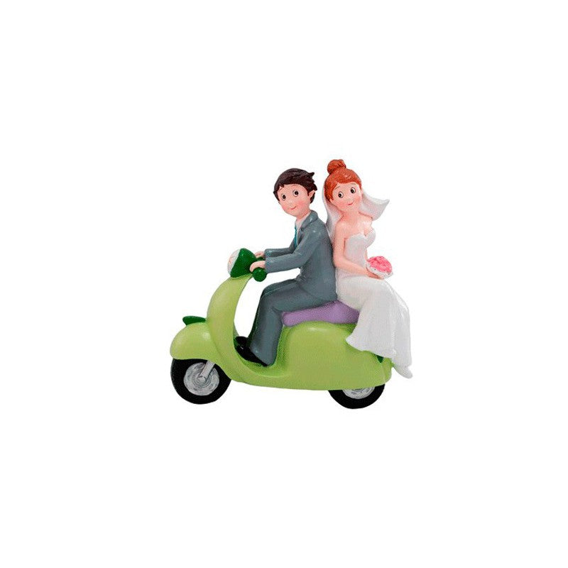 Figura para tarta de boda con novios en moto
