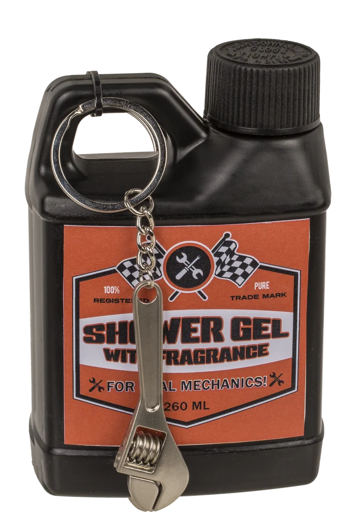 Gel de ducha con llavero llave inglesa