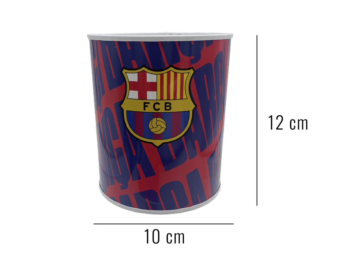 Hucha metálica FC Barcelona 10 x 12 cm con medidas