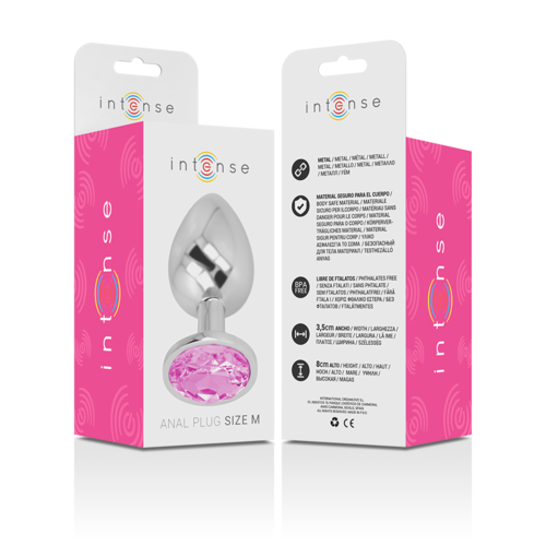 PLUG ANAL METAL ALUMINIO CON CRISTAL ROSA TALLA M
