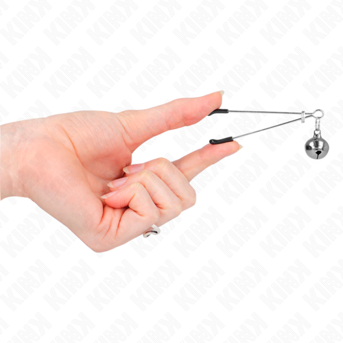 Kink – Pinzas Finas para Pezones con Cascabeles Plateados 7 cm