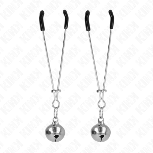 Kink – Pinzas Finas para Pezones con Cascabeles Plateados 7 cm