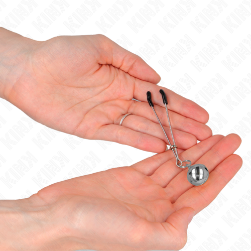 Kink – Pinzas Finas para Pezones con Cascabeles Plateados 7 cm