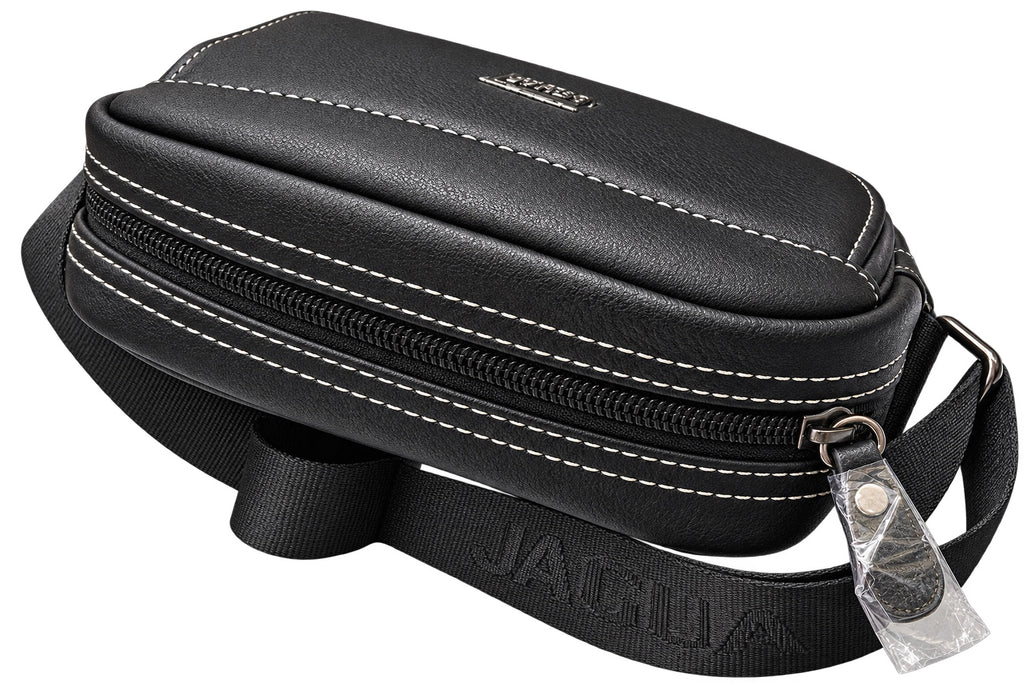 Bandolera Jaguar negra 7827-PE vista superior lateral y correa ajustable