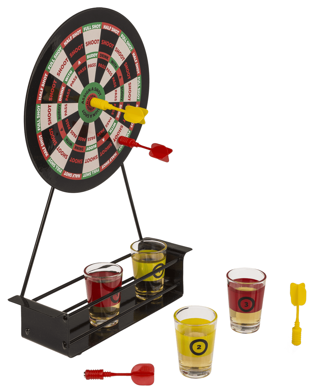 Diana del juego Drinking Darts con vasos de chupito