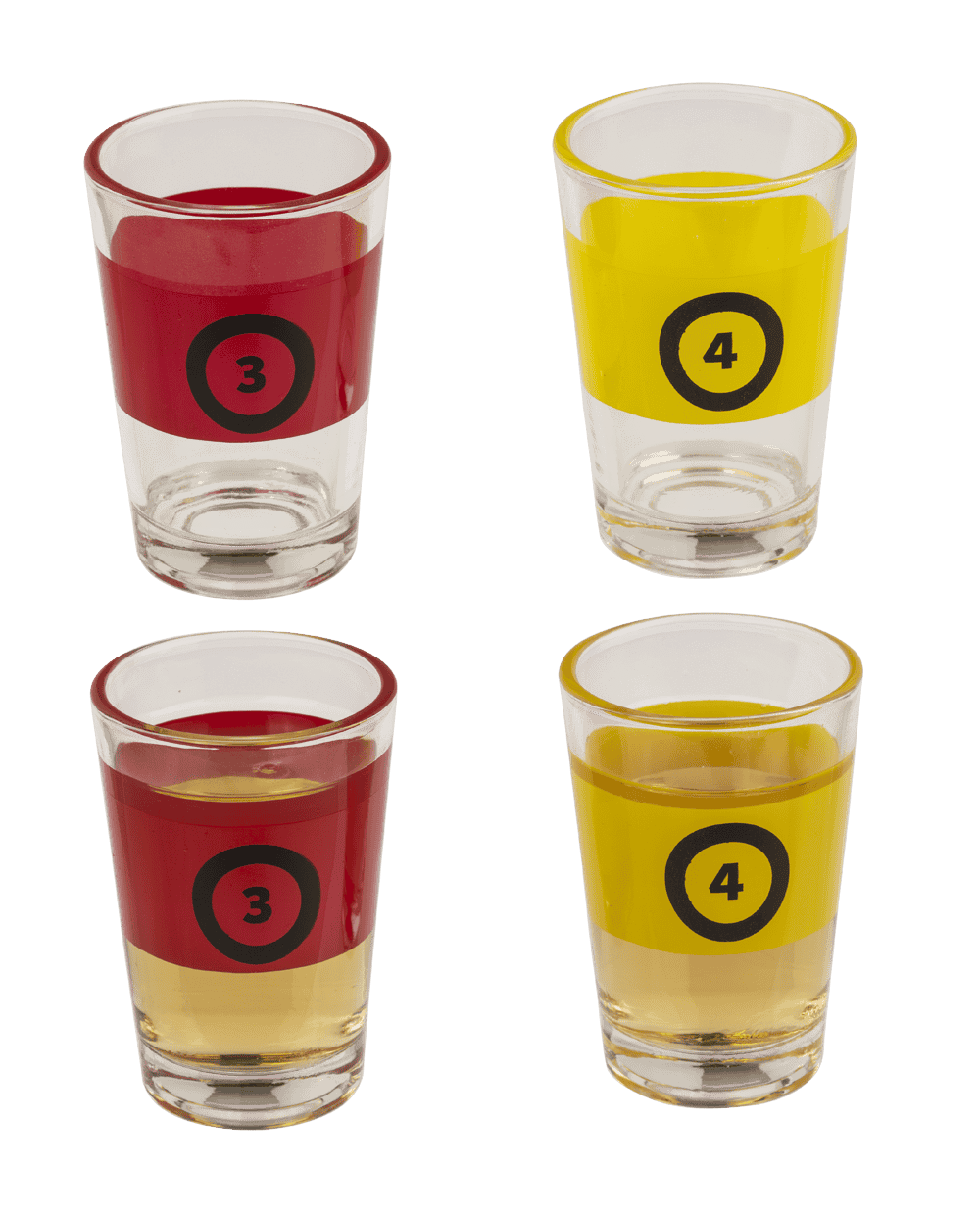 Vasos de chupito numerados 3 y 4