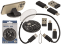 Kit de cables de viaje 9 en 1 con estuche redondo y accesorios para móvil