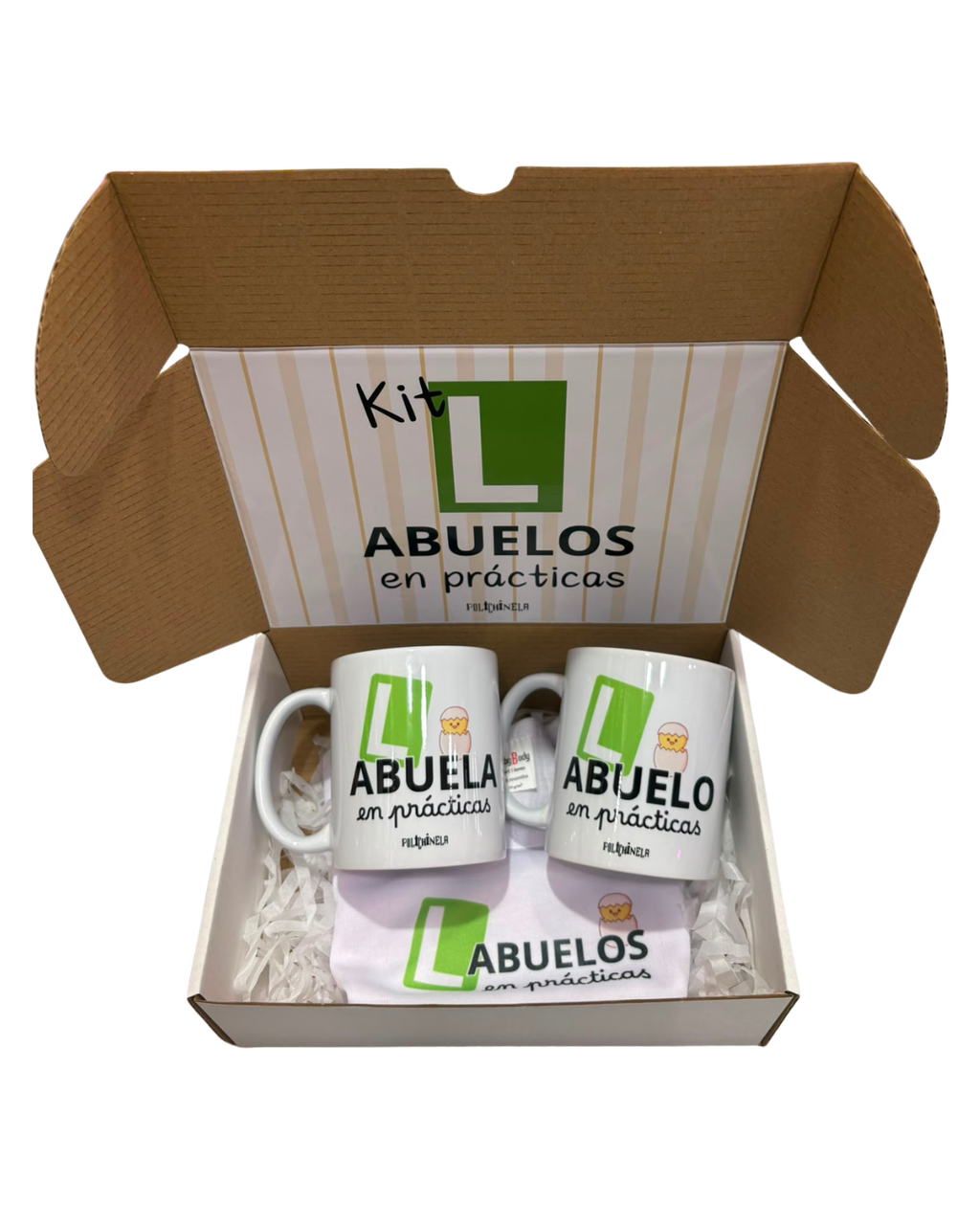 Kit Regalo "Abuelos en Prácticas" – Body para bebé + 2 tazas