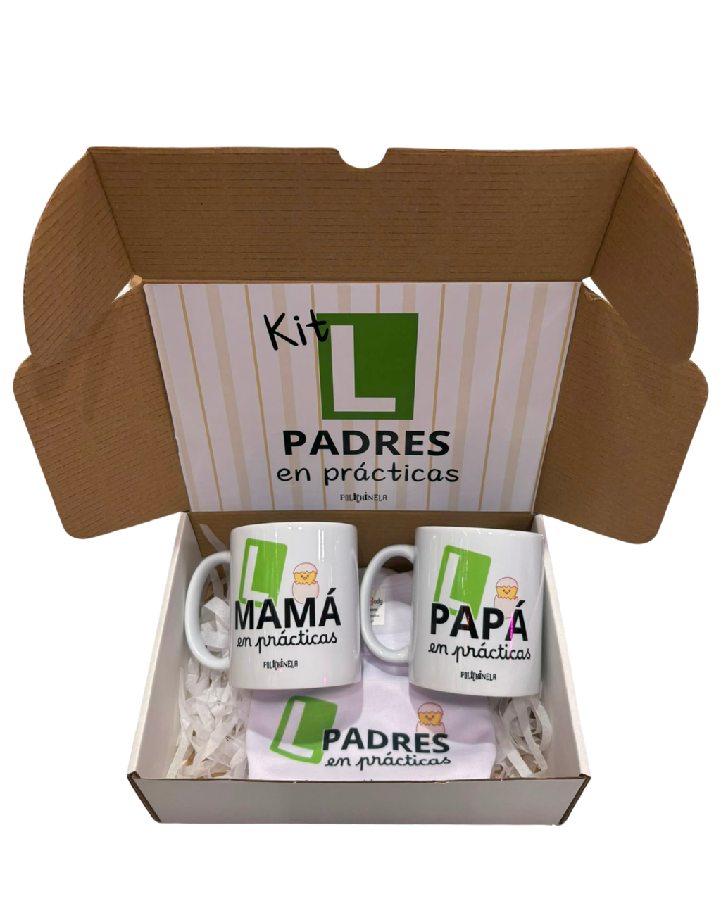 Kit Regalo "Padres en Prácticas" – Body para bebé + 2 Tazas