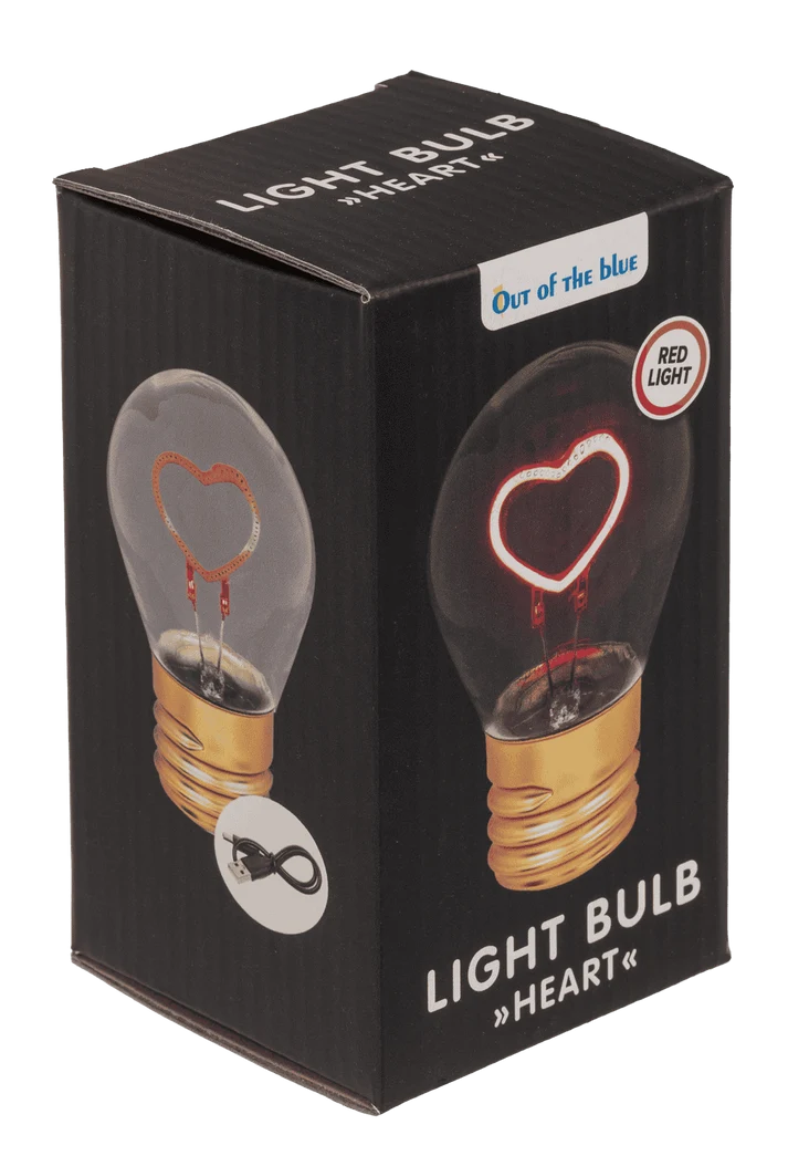 Caja de regalo Light Bulb Heart de lámpara LED roja con batería recargable