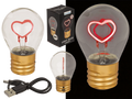 Bombilla LED decorativa de corazón rojo iluminado con cable de carga USB