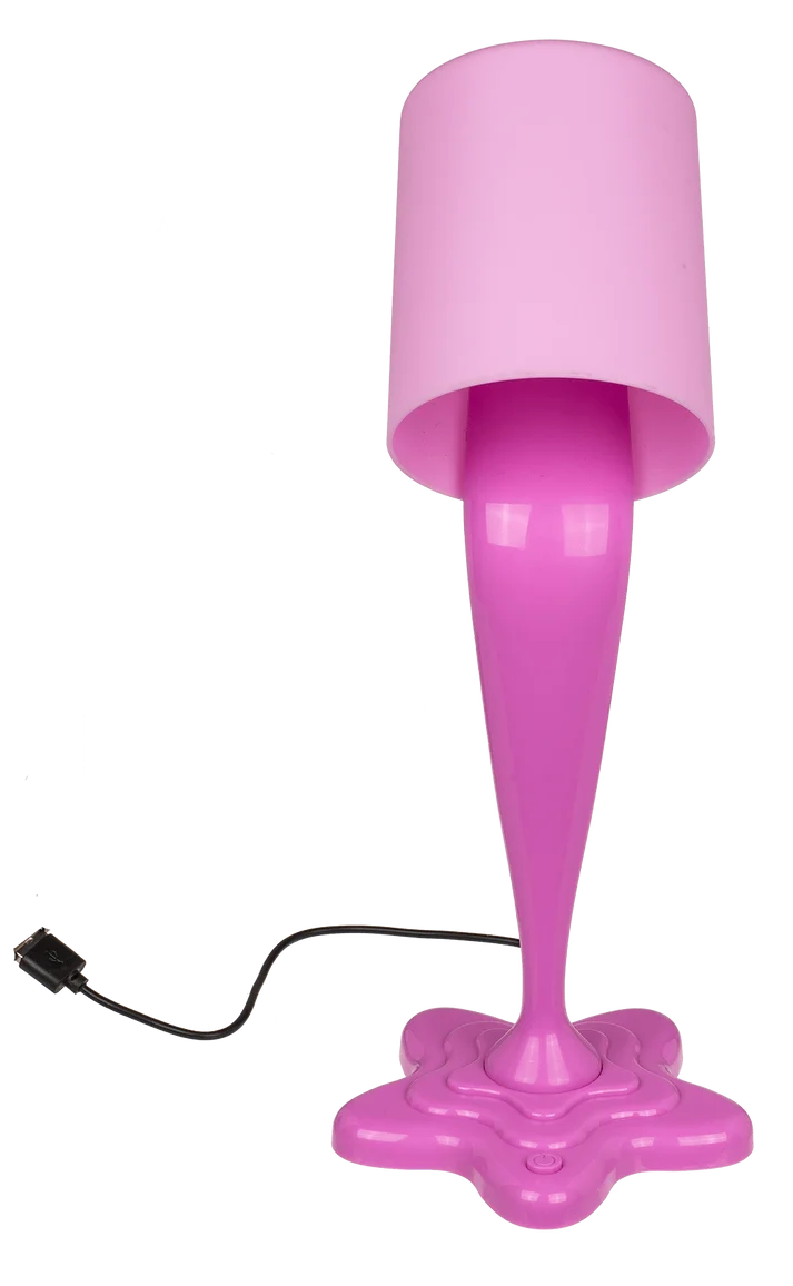 Lámpara rosa LED con cable de alimentación USB y base decorativa