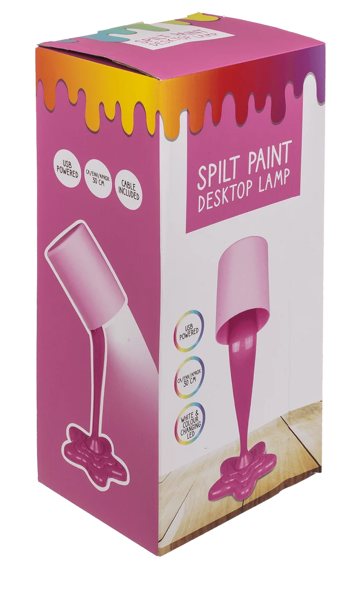 Caja de lámpara rosa Spilt Paint Desktop Lamp USB con LED blanco y multicolor