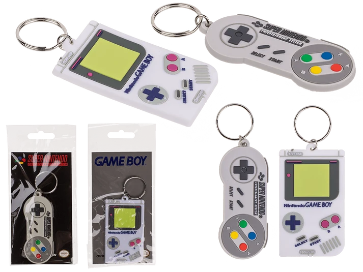 Llaveros diseño mando Nintendo y Game Boy conjunto