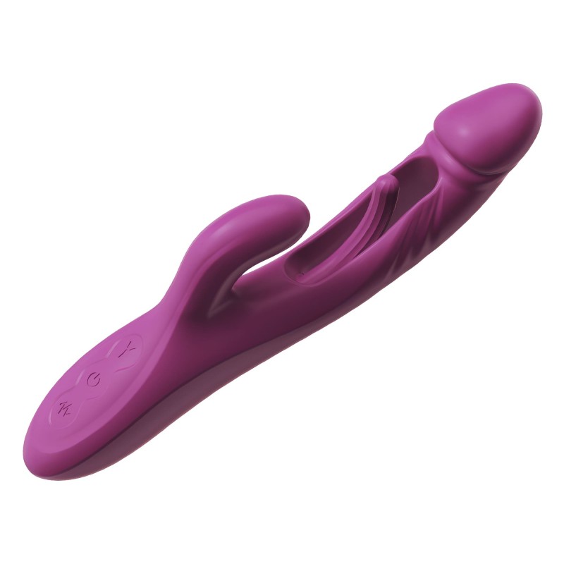 Olivia - Vibrador Recargable triple - flapping 10 modos - Be Basic