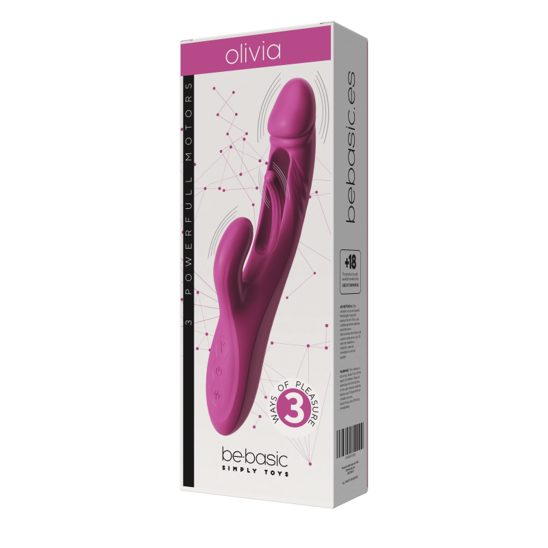 Olivia - Vibrador Recargable triple - flapping 10 modos - Be Basic