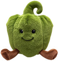 Peluche pimiento verde sonriente de 15 cm con tacto suave, vista frontal
