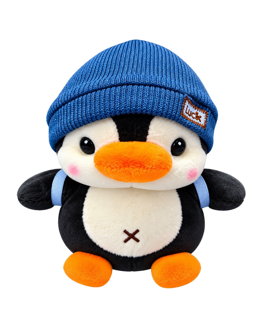 Pingüino de peluche con gorro azul