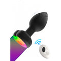 Plug Vibrador con Luz de Silicona Negra Control Remoto Recargable 10 modos