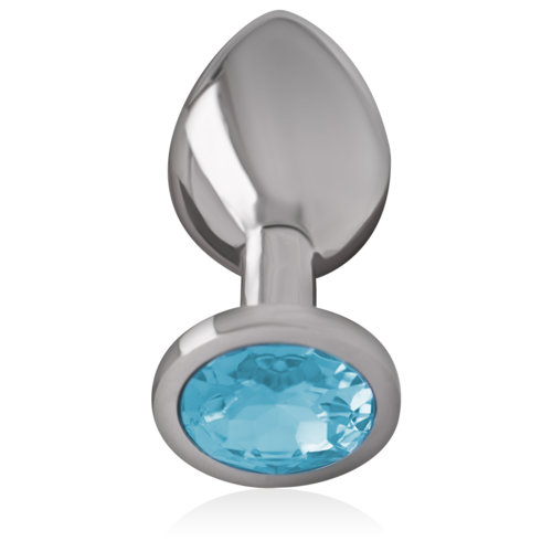 PLUG ANAL METAL ALUMINIO CON CRISTAL AZÚL TALLA S