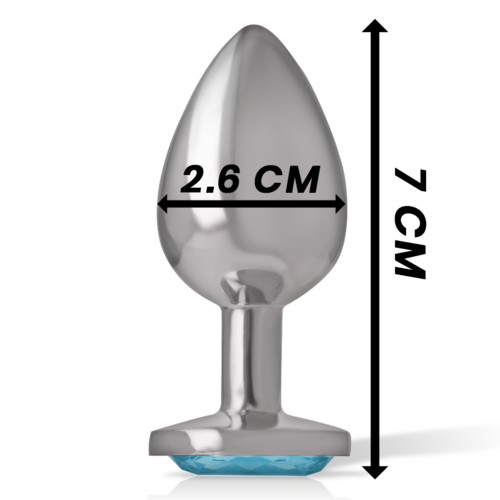 PLUG ANAL METAL ALUMINIO CON CRISTAL AZÚL TALLA S
