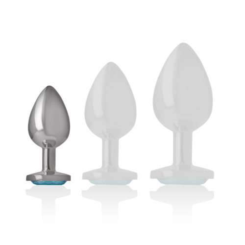 PLUG ANAL METAL ALUMINIO CON CRISTAL AZÚL TALLA S