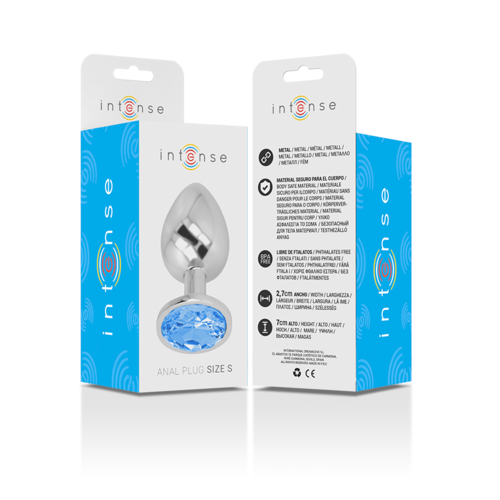 PLUG ANAL METAL ALUMINIO CON CRISTAL AZÚL TALLA S