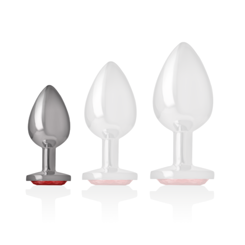 PLUG ANAL METAL ALUMINIO CON CRISTAL ROJO TALLA S