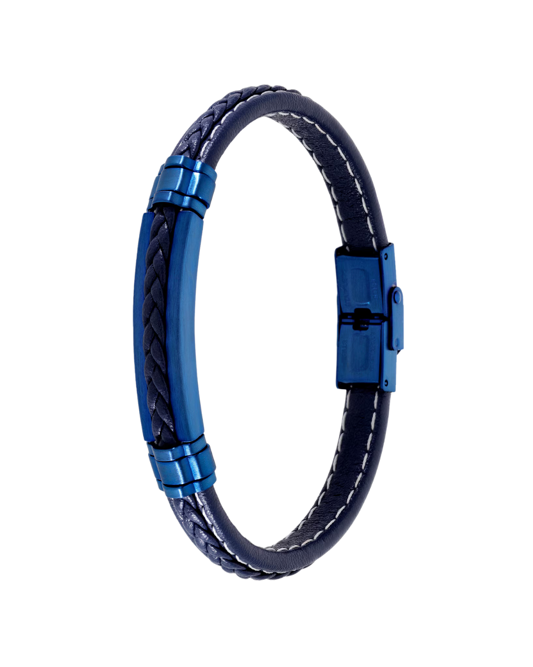 Pulsera de hombre Marea C00103/457 de cuero azul trenzado con detalles de acero inoxidable azul y cierre de broche