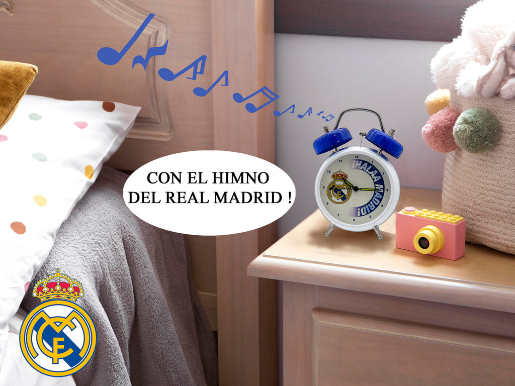 Reloj despertador Real Madrid con himno en dormitorio