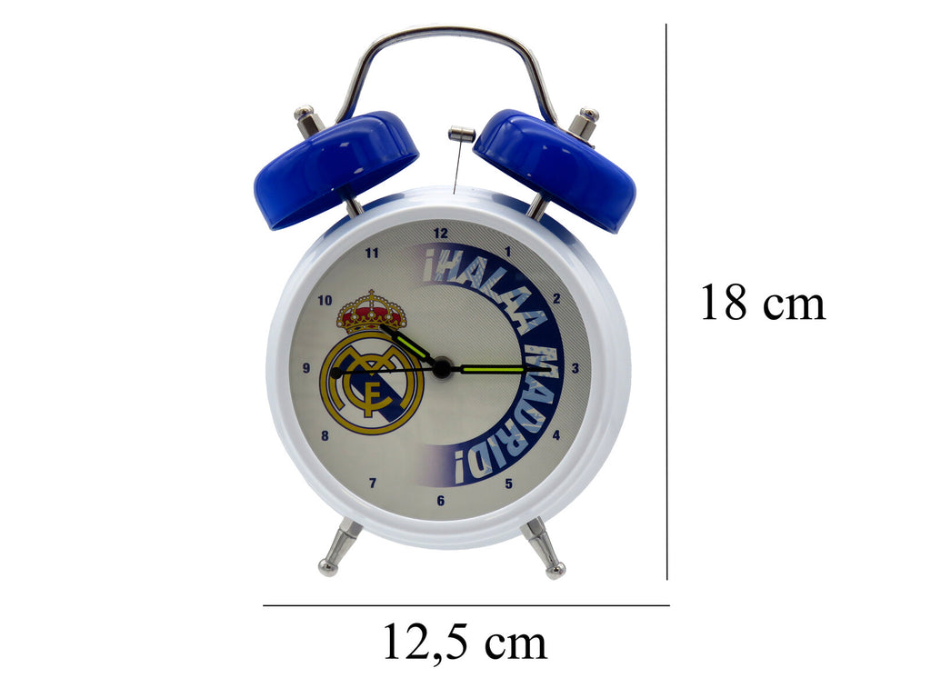 Reloj despertador Real Madrid 12,5 x 18 cm con medidas