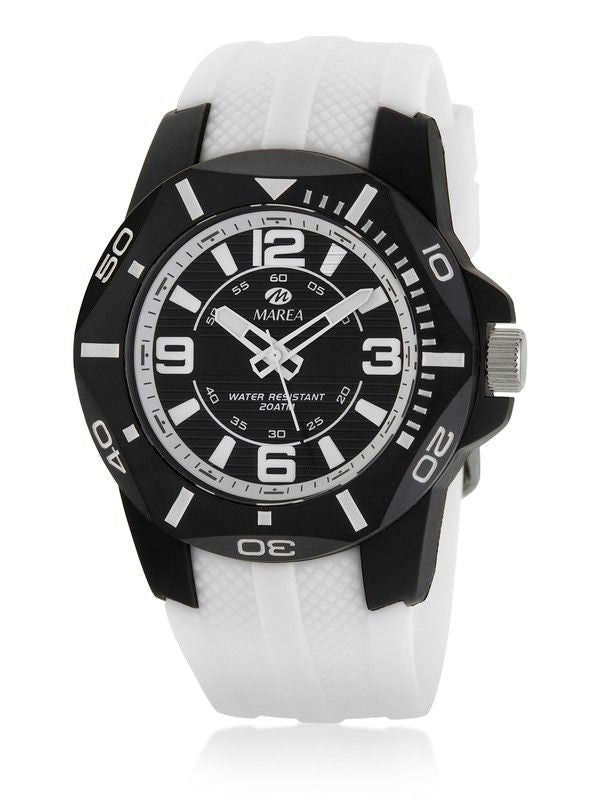 Reloj Marea hombre B35353/8 Sport con correa blanca de silicona, caja negra y esfera negra