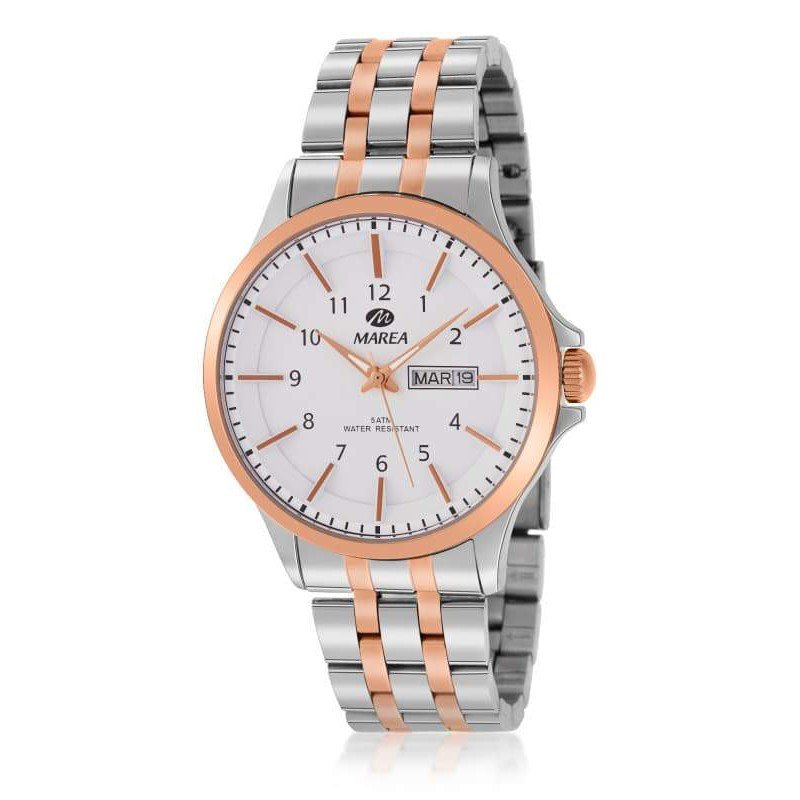 Reloj Marea hombre B36160/4 acero bicolor plateado y oro rosa, esfera blanca y calendario