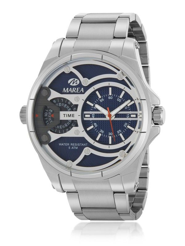 Reloj Marea hombre B54246/2 de acero inoxidable con esfera azul oscuro y doble horario