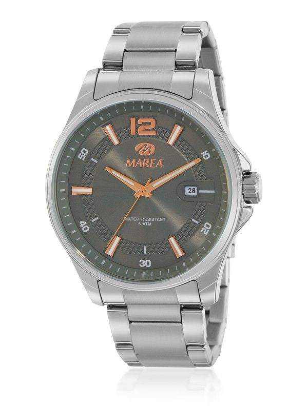 Reloj Marea hombre B54231/4 con brazalete de acero, esfera oscura y agujas en tono rosado