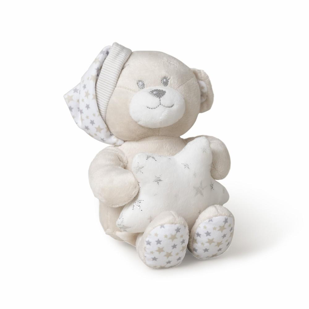 Peluche osito Interbaby beige con estrella y gorrito, vista lateral