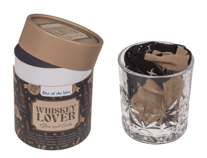 Calcetines con motivos de whisky en tono marrón