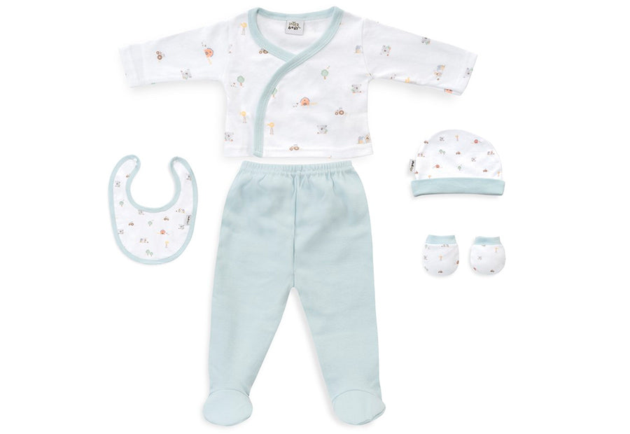 Conjunto Ropita 5pcs Algodón - Granja Koala verde