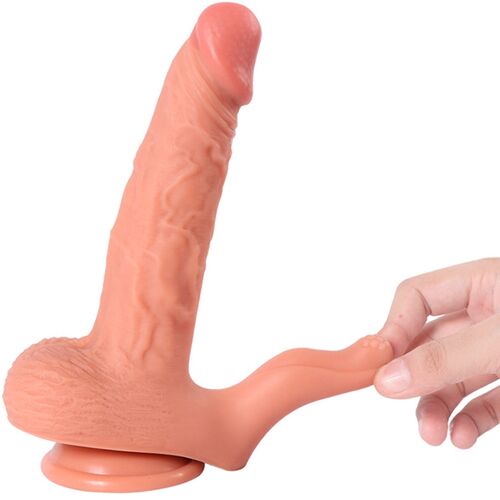 SHEQU Hayden dildo 16 cm con estimulador de clítoris y ventosa