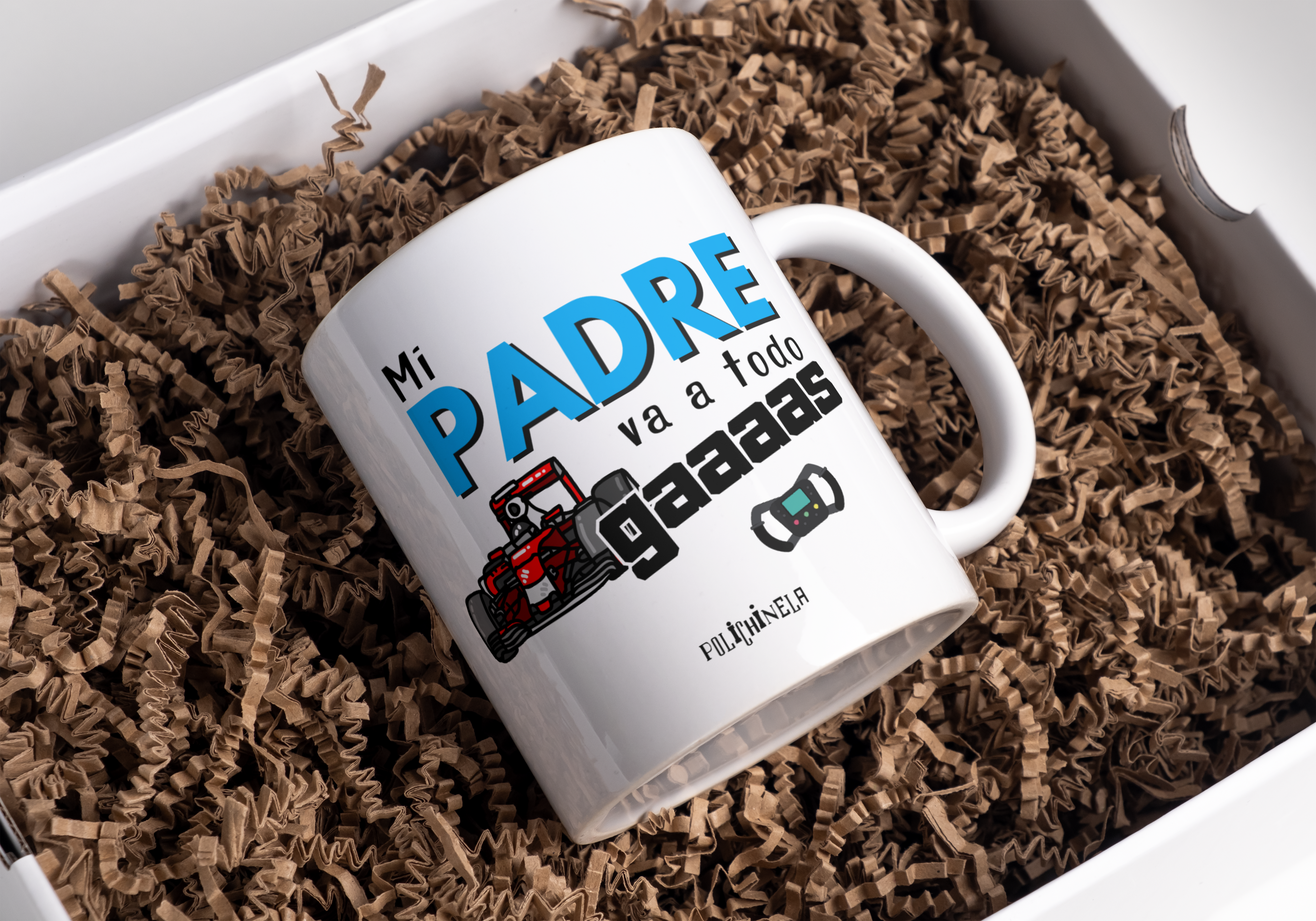 Taza “Mi padre va a todo gas”